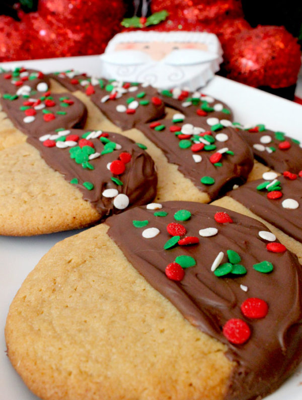 Download Chocolate Dipped Peanut Butter Christmas Cookies - Two Sisters