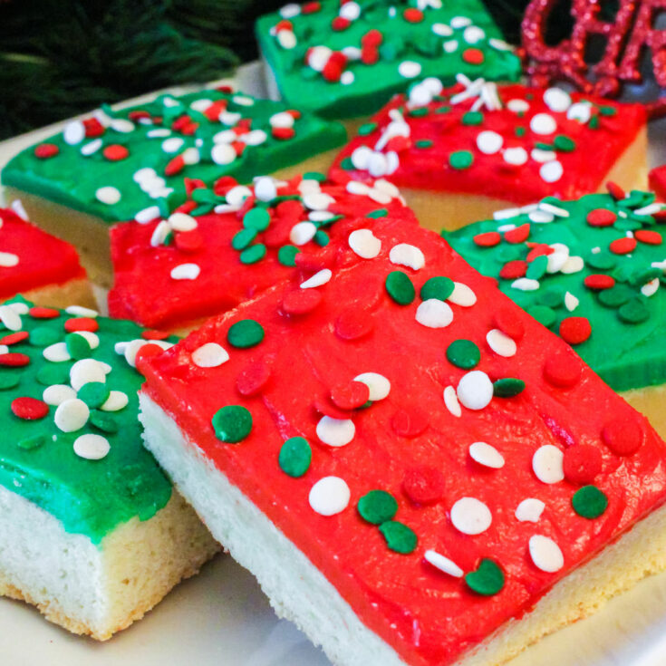 Christmas Tree Iced Sugar Cookie Bars (Easy Recipe)