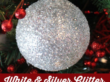 White & Silver Glitter Christmas Tree Ornaments