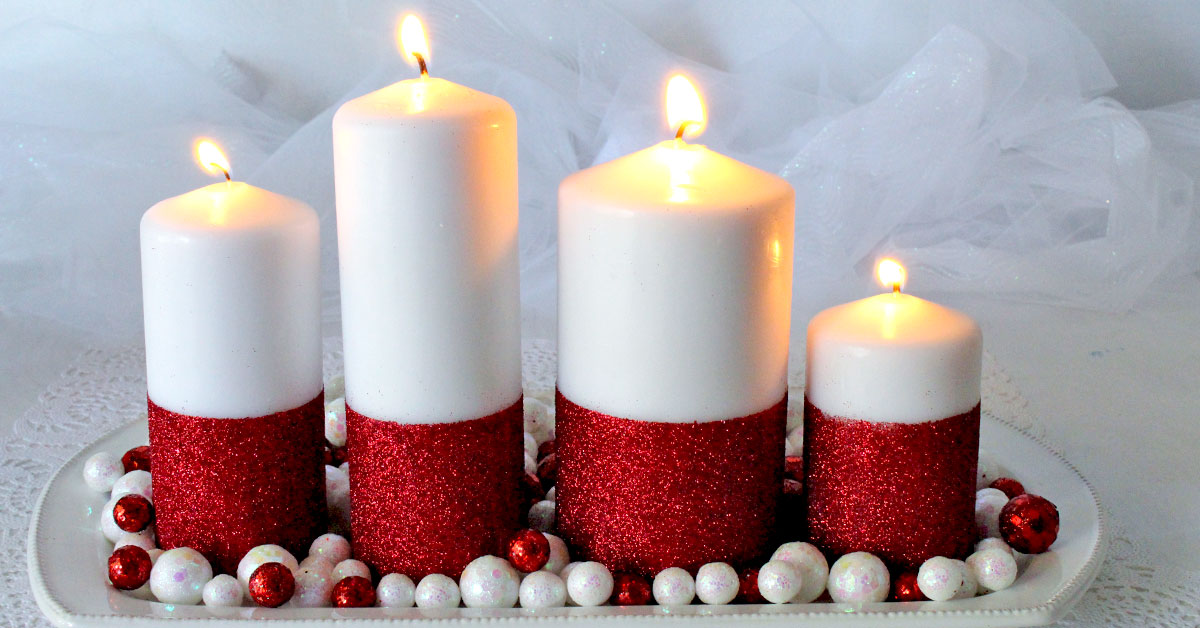 Glitter Candles - Easy DIY Christmas Decorations - Two Sisters