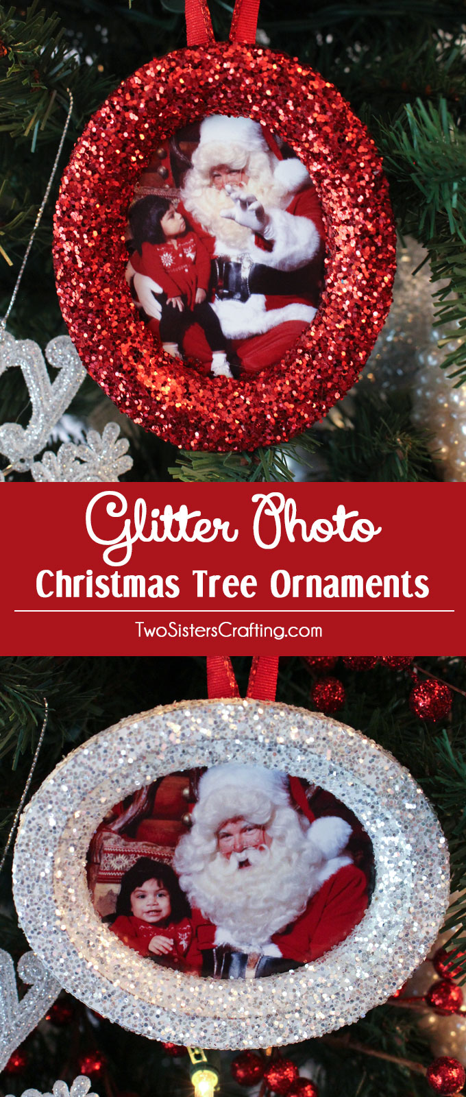 Download Glitter Photo Christmas Tree Ornaments - Two Sisters