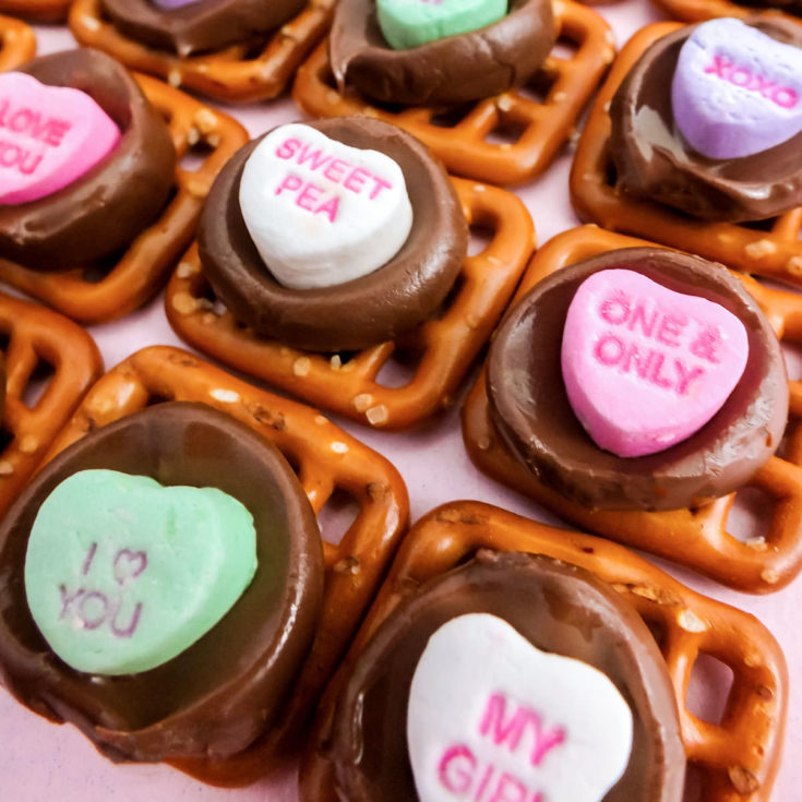 Conversation Hearts Pretzel Bites