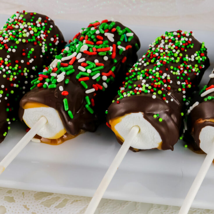 Christmas Caramel Marshmallow Pops