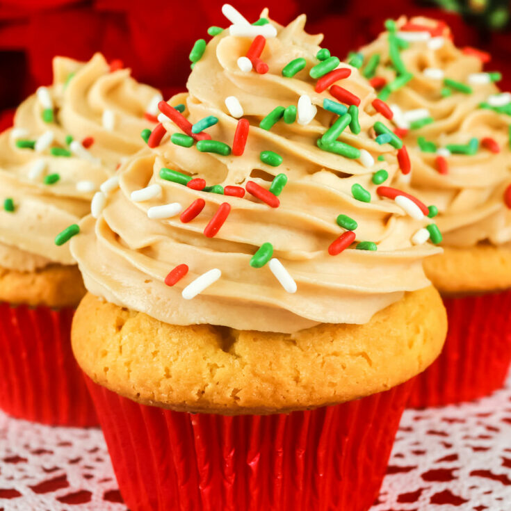 Eggnog Cupcakes with Butter Rum Frosting