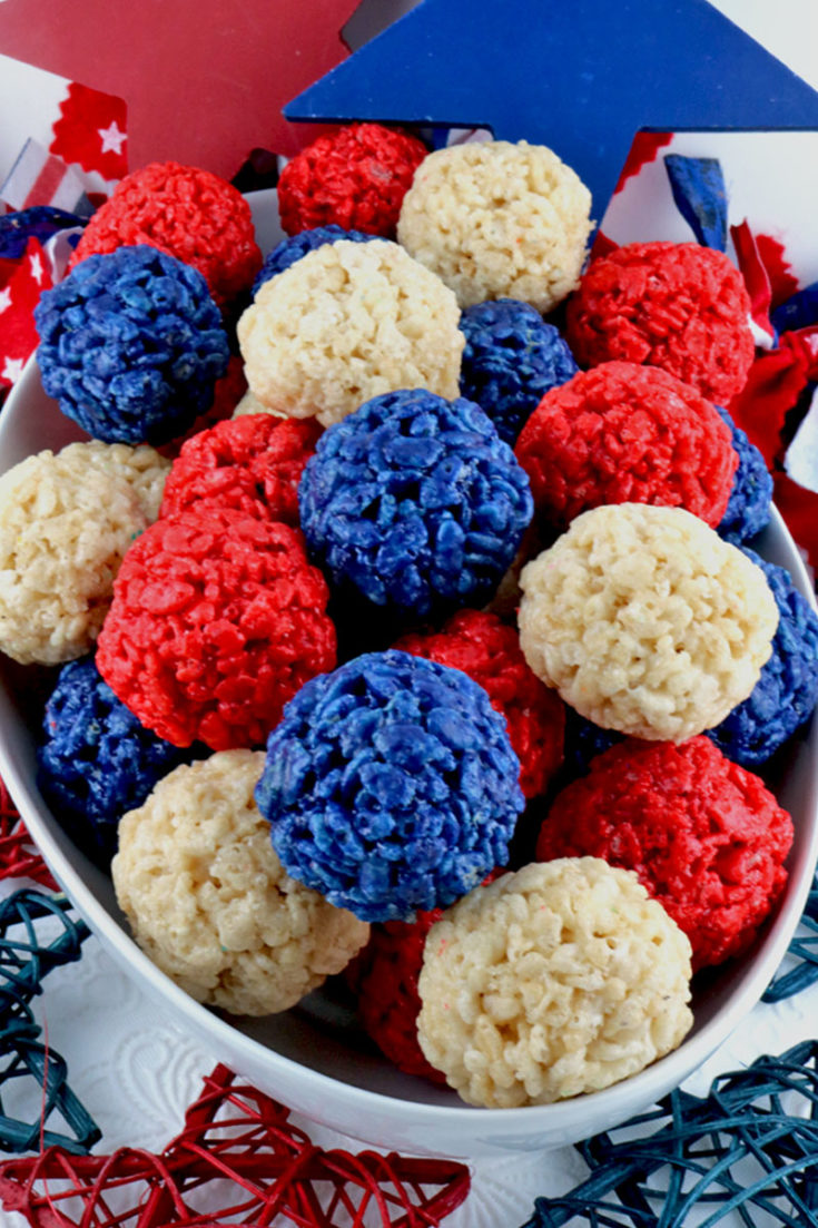 Red White And Blue Rice Krispie Bites Two Sisters