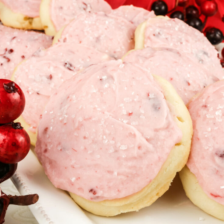 Christmas Meltaways with Cranberry Frosting