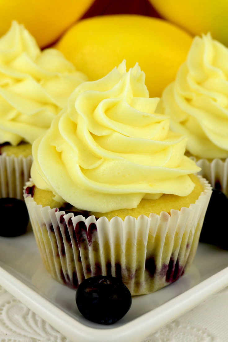 Lemon Blueberry Cupcakes with Lemon Buttercream Frosting - Two Sisters