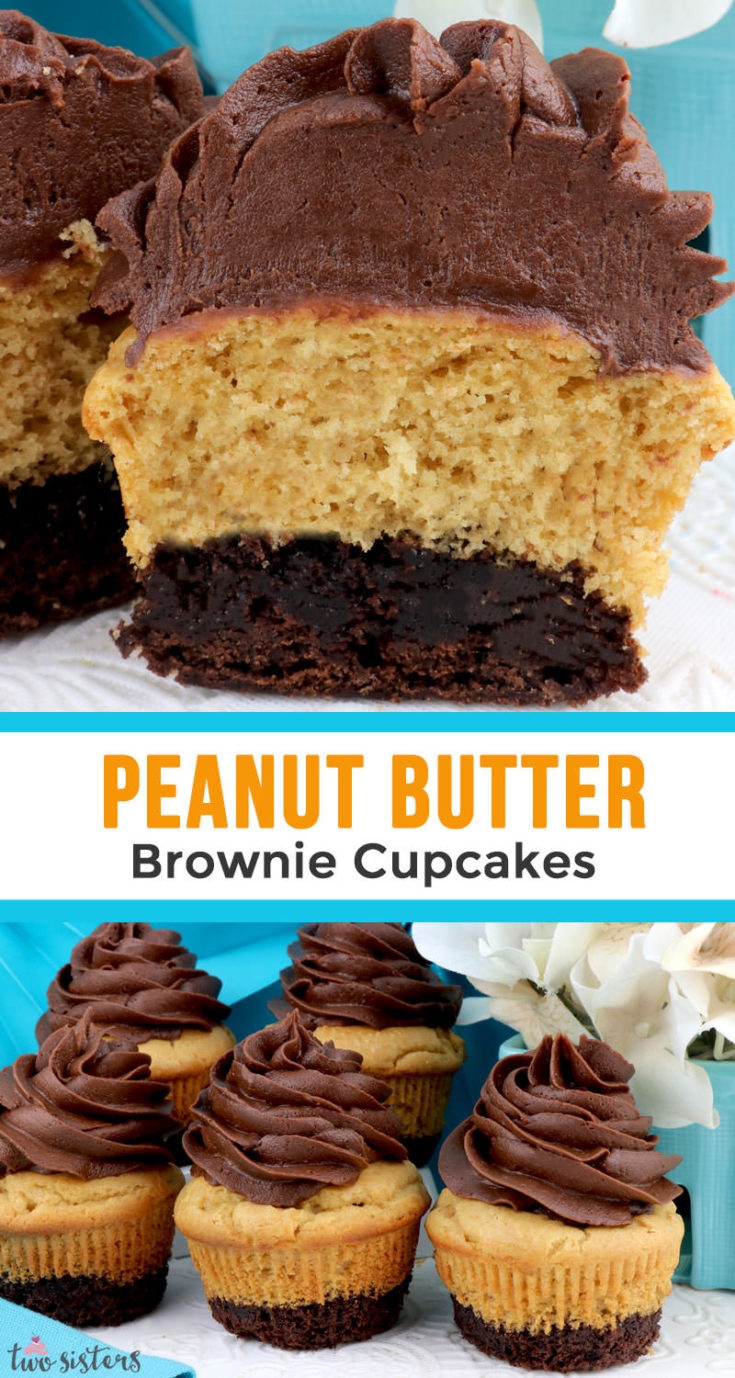 Peanut Butter Brownie Cupcakes - Two Sisters