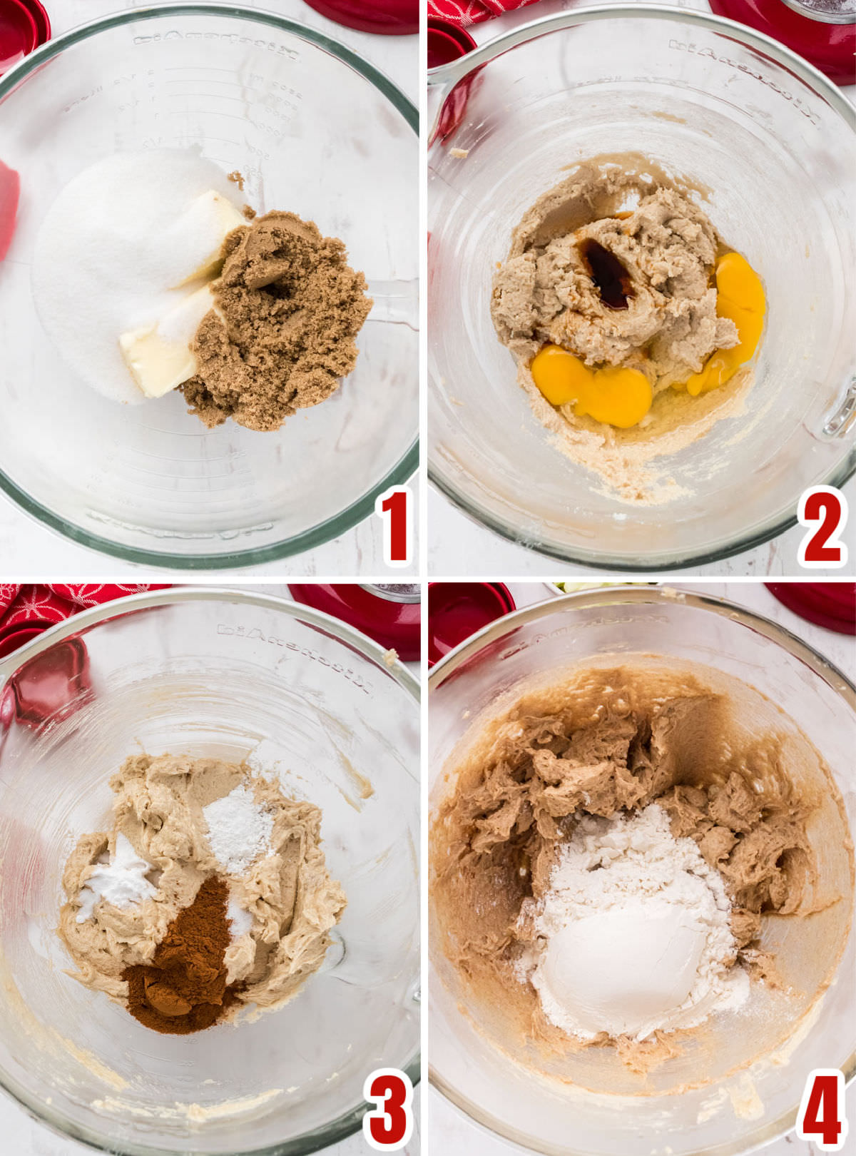 Collage image showing the steps on how to make the Apple Cookie dough.