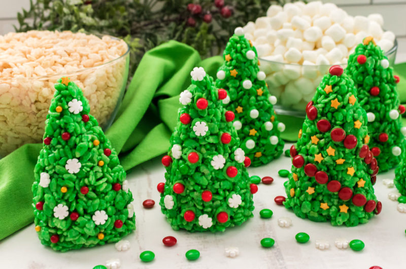 Christmas Tree Rice Krispie Treats - Two Sisters