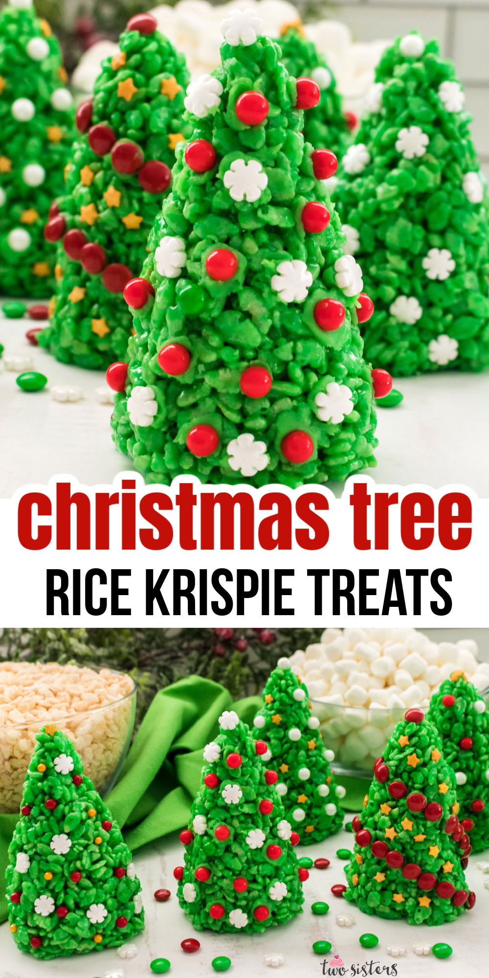 Christmas Tree Rice Krispie Treats - Two Sisters