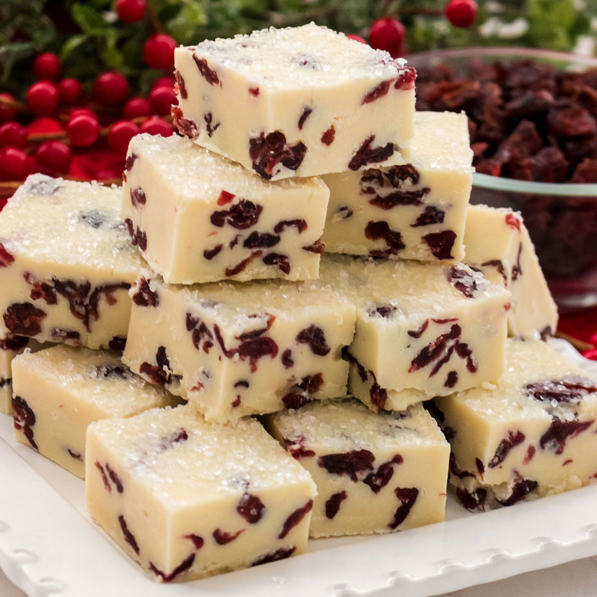 White Chocolate Cranberry Fudge